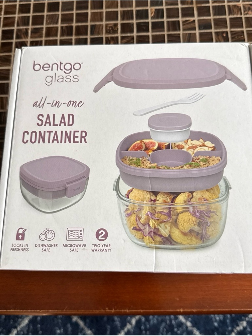 Bentgo Glass All-in-One Salad Container - Lavender
